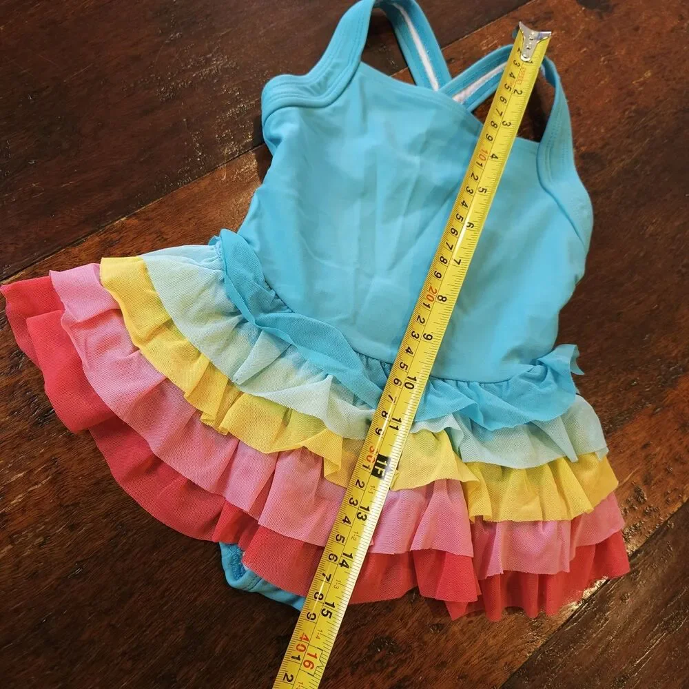 HANNA ANDERSSON girls ruffle tutu one piece swimsuit 80 85 cm blue Apx 12-18m 1T